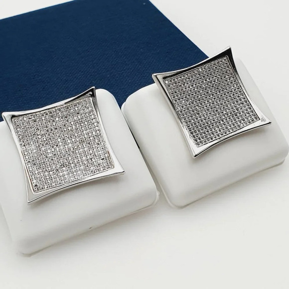 925 Sterling Silver Plated CZ Earrings, EVBRS674 - Picture 3 of 11